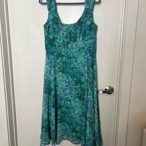 Connected Apparel Turquoise Floral Midi Dress
